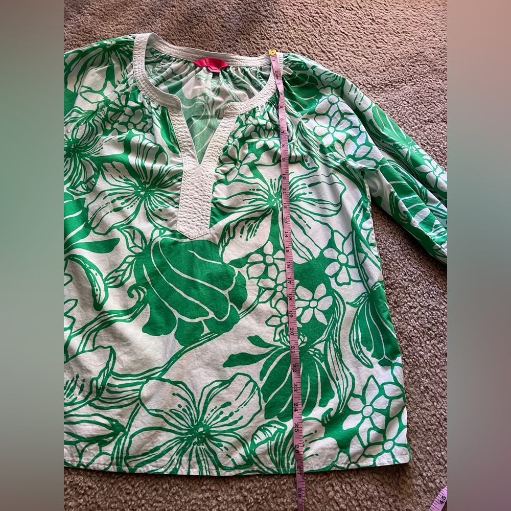 Lilly Pulitzer Sz XL Camryn Tunic in Spearmint Green Kiss My Tulips Top - Picture 11 of 14